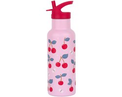 A Little Lovely Company - XL Dubbelwandige RVS drinkfles thermos - Kersen
