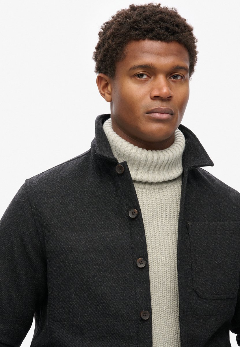 Superdry The Merchant Store wollen overshirt Heren Lange mouwen shirts Zwart