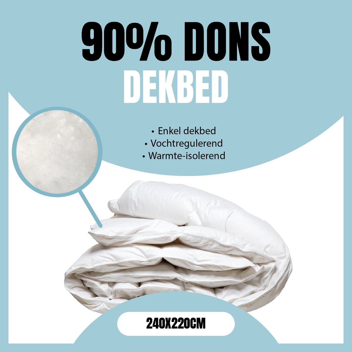 Eleganzzz All Year Donzen Dekbed Enkel - 240x220 cm - 90% Eendendons - Winterdekbed - All Year Dekbed Enkel - Donsdeken 240x220 - Lits Jumeaux Extra Lang - Dekbedden