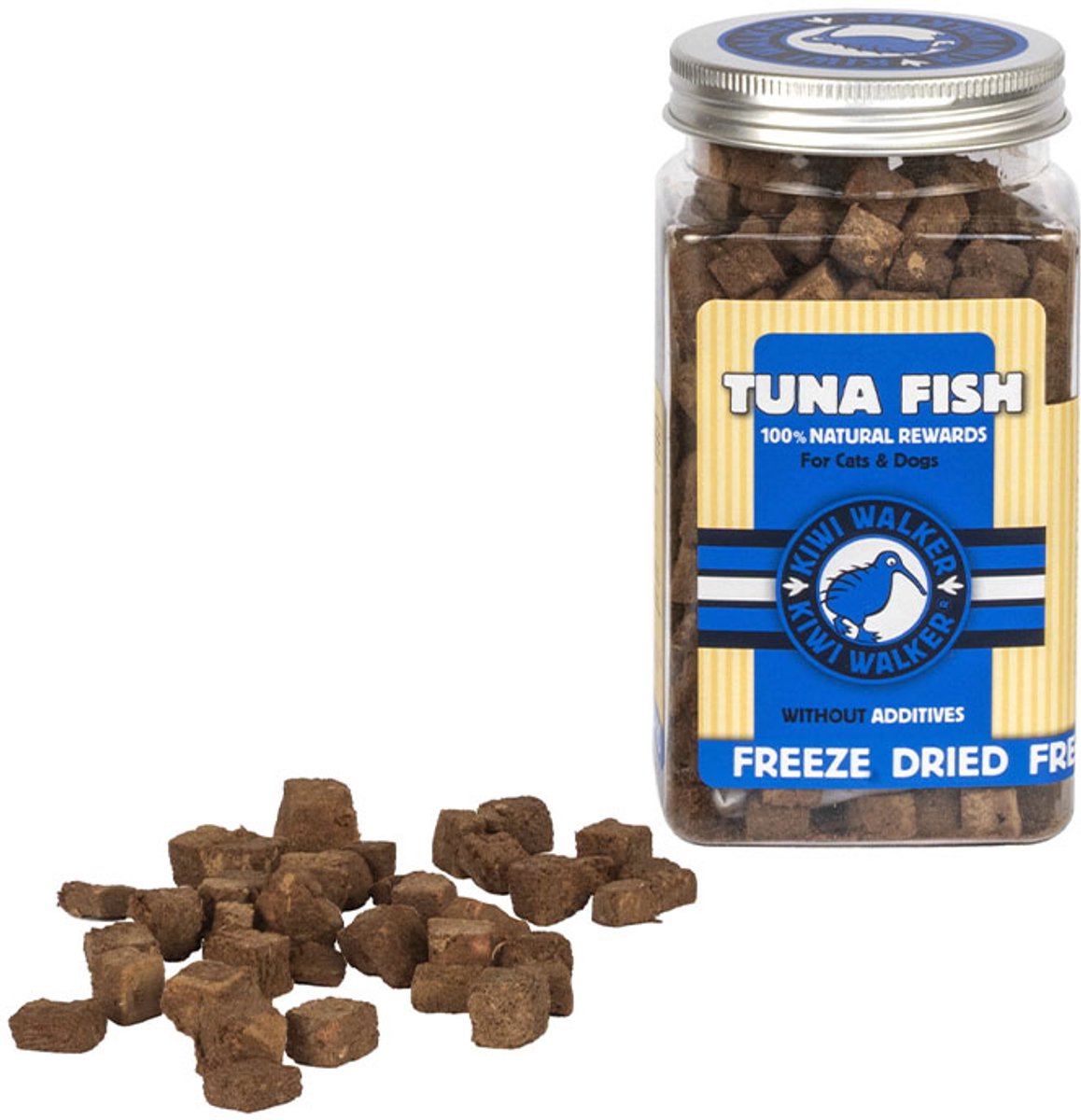 Kiwi walker - honden en kattensnack - 105 gram -gevriesdroogde tonijn in blokjes - 100% naturel - geen additieven - gezond en lekker