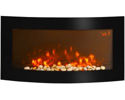 Elektrische Inbouwhaard - Fireplace - Elektrische Kachel - Efficiënte Verwarming - Fireplace Heater - Elektrische Wandhaard - 2000W - Vlameffect - LED-Licht - Zwart