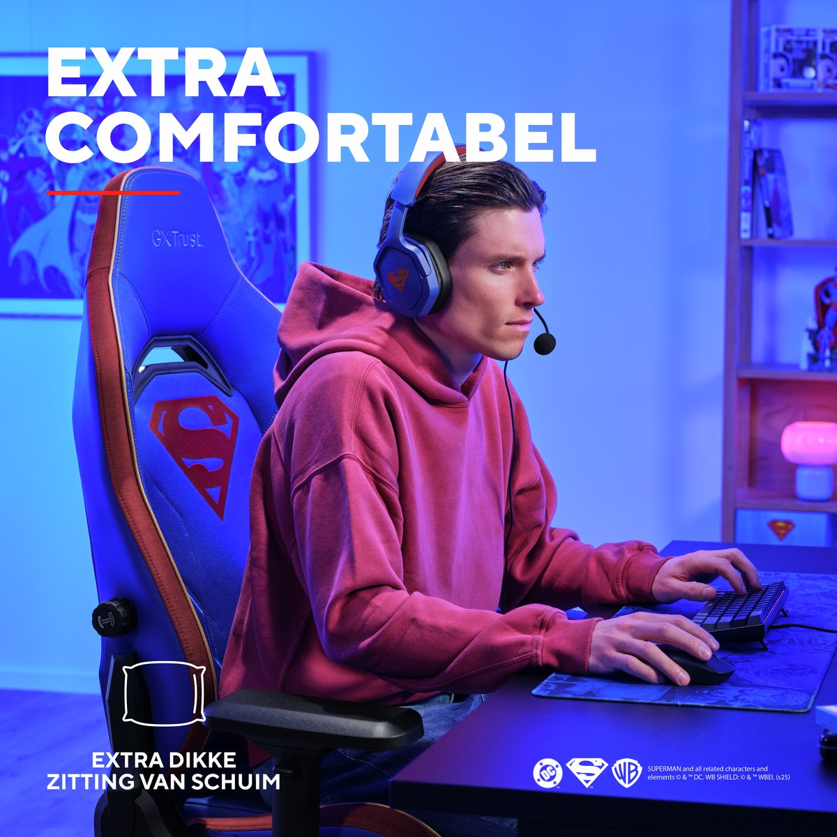 Trust GXT 721SM Ruya Pro Gaming Stoel Superman Blauw - afbeelding 3