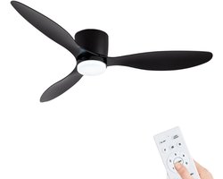 Bovista Plafondventilator - Met Verlichting - Plafond Ventilator - Met Lamp - Plafonniere Met Ventilator - Met Licht - Zwart - 106cm