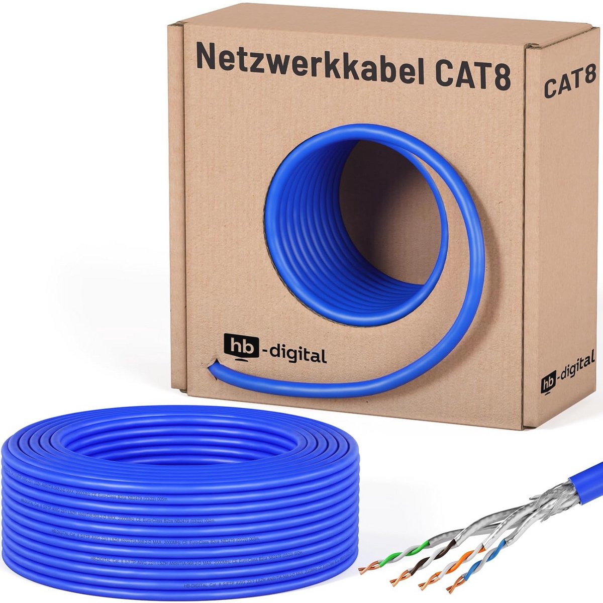 Image of 50 m Cat 8 Ethernet Kabel - Hoge Snelheid Netwerkkabel tot 40 Gbit/s voor Professioneel Gebruik