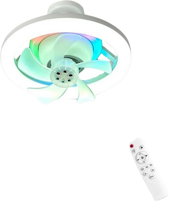 KZT Moderne Plafondventilator met Verlichting, Dimbare Led Plafondlamp, 6-Windkracht, Stille Plafondventilator met Lamp en Afstandsbediening voor Woonkamer Slaapkamer Kinderkamer, 52cm, 53W