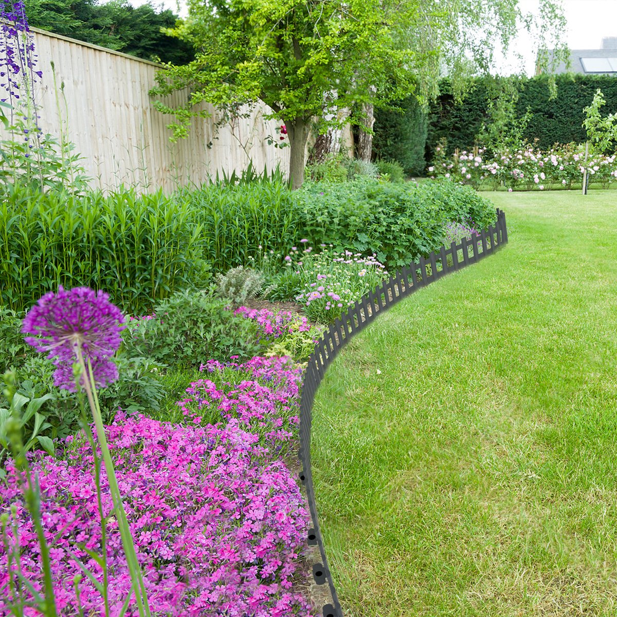 Bordure Jardin Exterieur Clôture Jardin Décorative Thealyn - 25 Panneaux  Métal 61x33cm - Longueur Totale 8,2m - Sans Tranchée - Pour Parterres Ou  Animaux Délimitation Parterre, image size:1200x1200