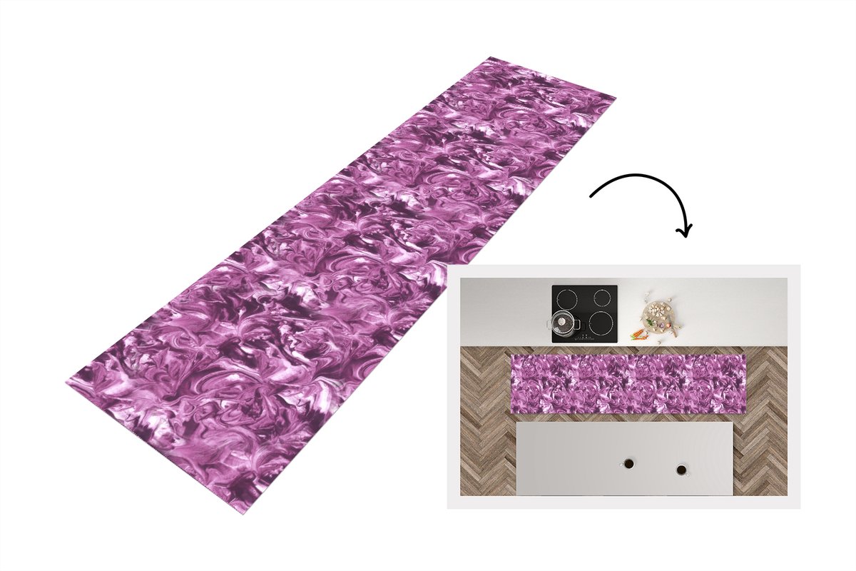 KitchenYeah Keukenloper 240x60 cm - Keukenmat vinyl Marmer - Verf - Structuur - Patronen - Keukenmatten loper - Keuken vloerkleed tapijt