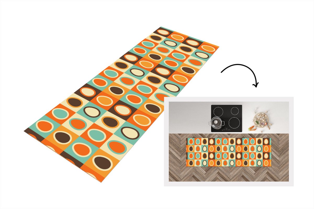 KitchenYeah Keukenloper - Keukenmat vinyl Retro - Patronen - Ei - Keukenmatten loper - Keuken vloerkleed tapijt, foto 4