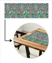 Chemin de table 150x50 cm - Set de table vinyle Fantasy - Design - Couleurs - Rétro - Décoration de table - Décoration de table - Décoration de Cuisine - Décoration de table