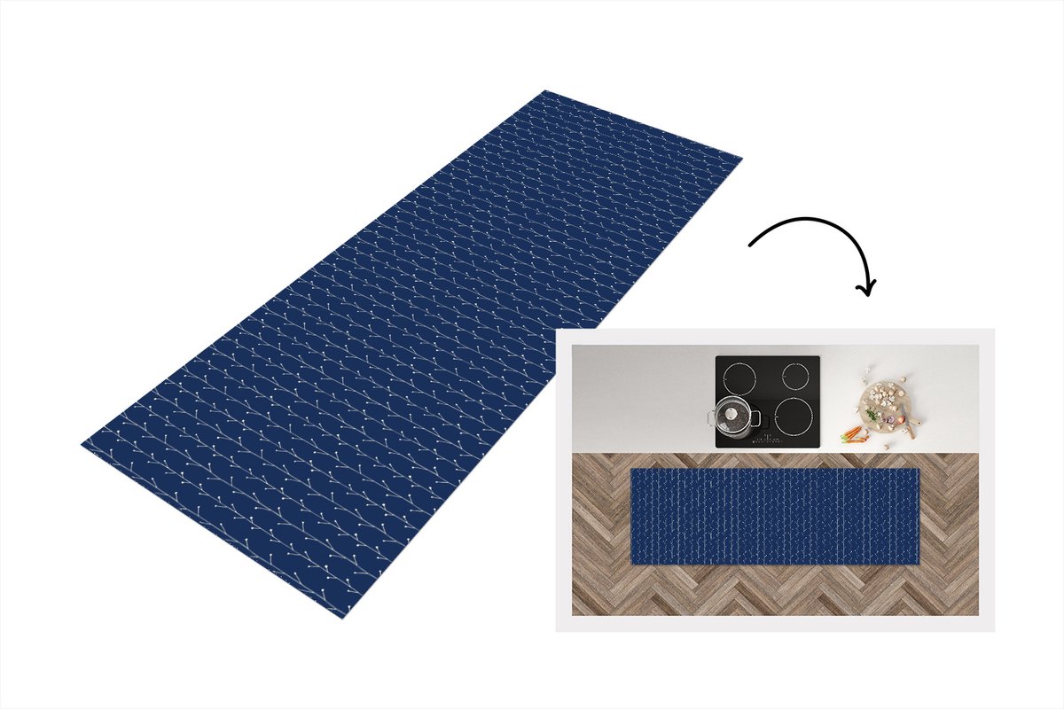 KitchenYeah Keukenloper 150x50 cm - Keukenmat vinyl Planten - Patroon - Japan - Keukenmatten loper - Keuken vloerkleed tapijt