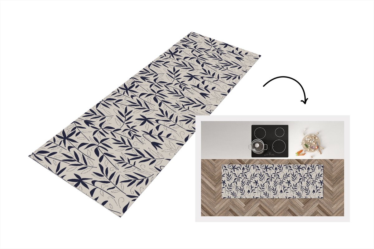 KitchenYeah Keukenloper 180x60 cm - Keukenmat vinyl Planten - Japan - Patronen - Keukenmatten loper - Keuken vloerkleed tapijt