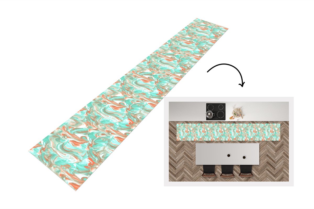KitchenYeah Keukenloper 360x60 cm - Keukenmat vinyl Marmer - Neon - Patronen - Verf - Keukenmatten loper - Keuken vloerkleed tapijt