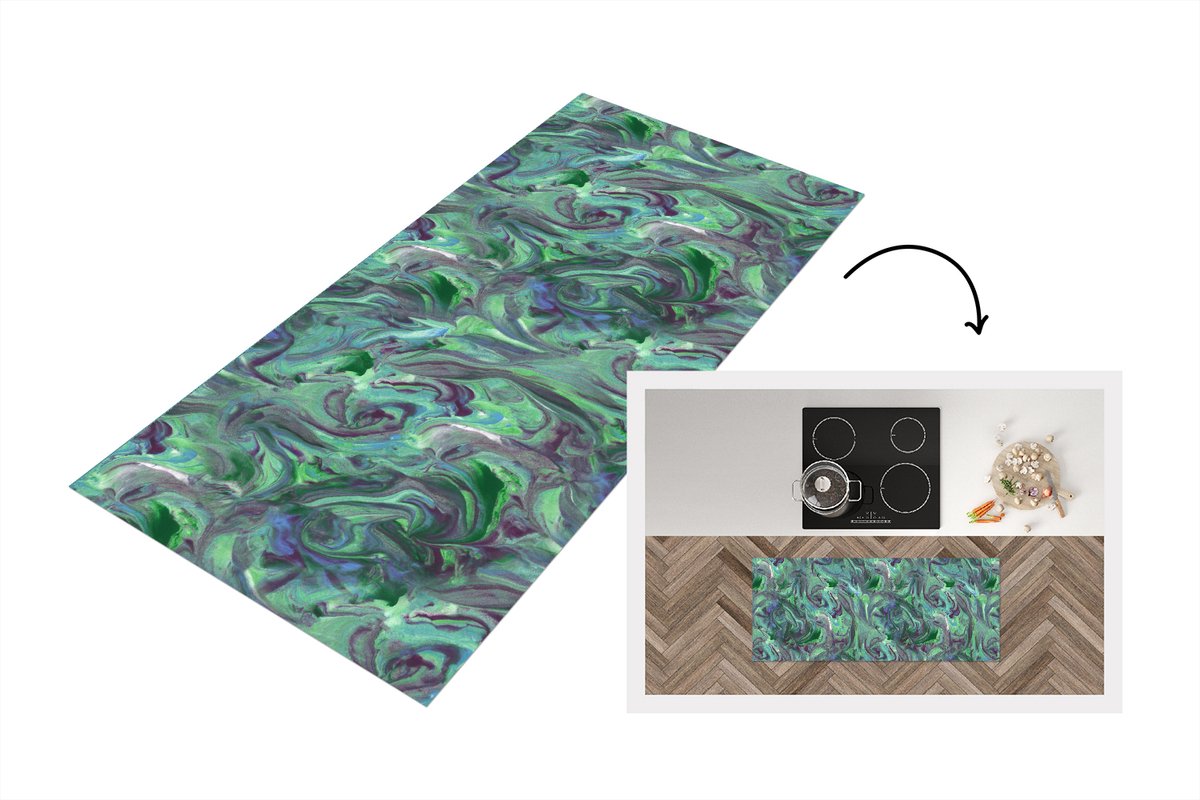 KitchenYeah Keukenloper 120x50 cm - Keukenmat vinyl Abstract - Marmer print - Verf - Patronen - Keukenmatten loper - Keuken vloerkleed tapijt