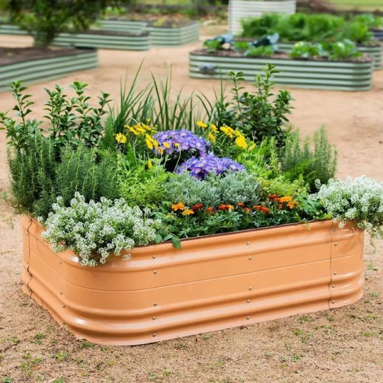 Bloomod Garden 43 cm de haut – Jardinière surélevée modulaire 6 en 1 – Taille moyenne – Jardinière en métal – Set de jardinières à monter soi DIY – Terre cuite