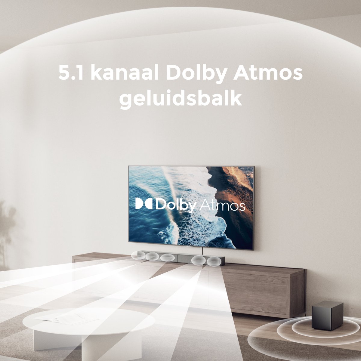 Afbeelding 2 van ULTIMEA 5.1 Dolby Atmos Soundbar - met 5.25″ Bekabelde Subwoofer - Soundbar voor TV - Zwart
