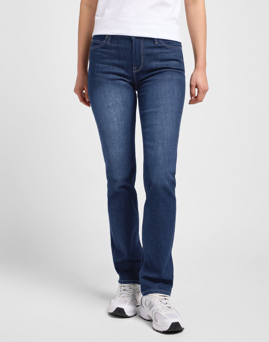 Lee Marion Dames Straight-fit Jeans Rain Falls Blauw