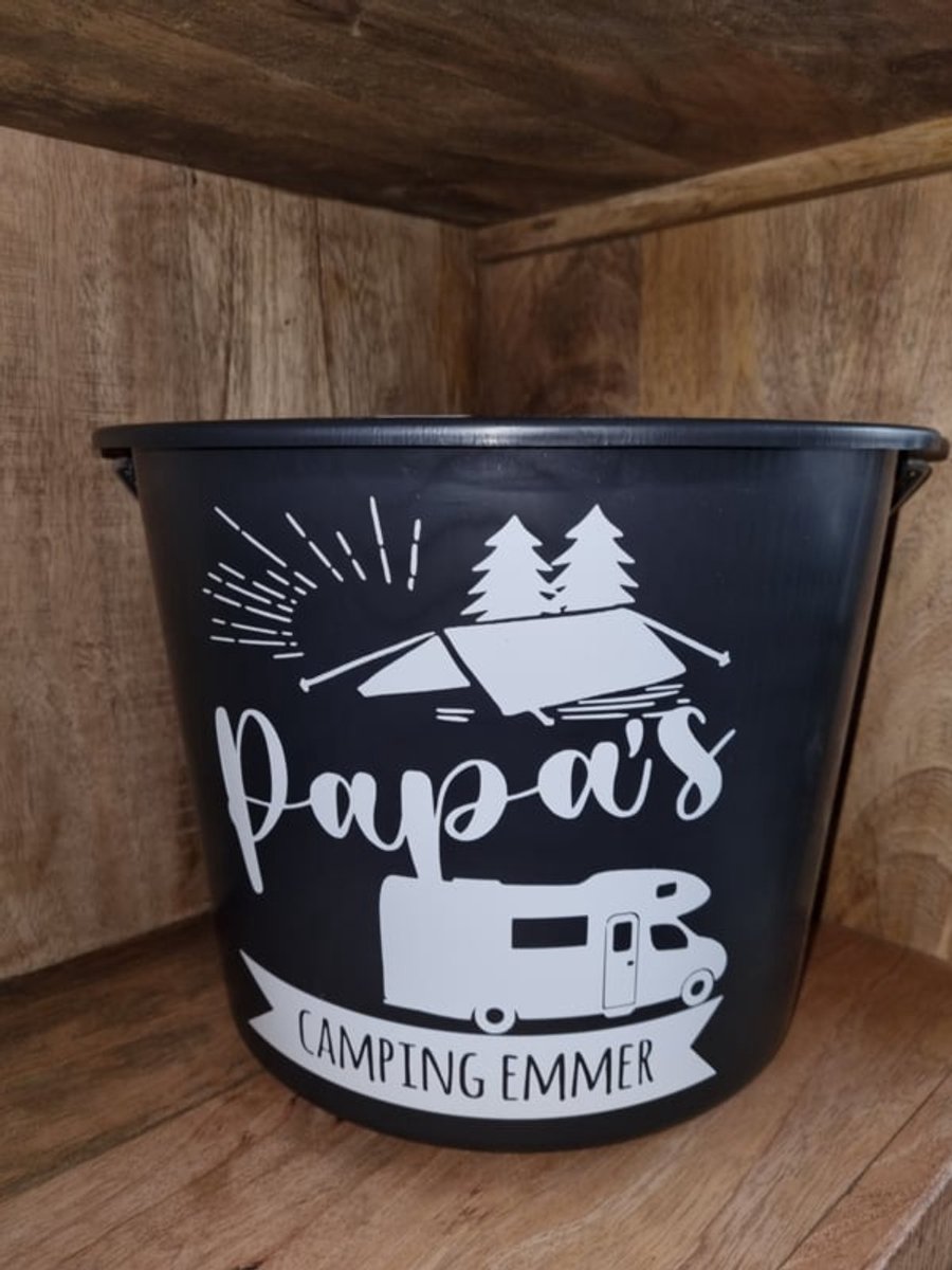 Cadeau emmer Papa's camping emmer camper. Bouwemmer 12 Liter
