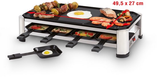 FRITEL Raclette Grill RG 2170 - Elektrische Tafelgrill - Gourmetstel & Teppanyaki - PFAS vrij - 1500W - 49,5x27 cm - 2 tot 8 Personen - Incl. 8 Raclettepannetjes & Spatels — afbeelding 5