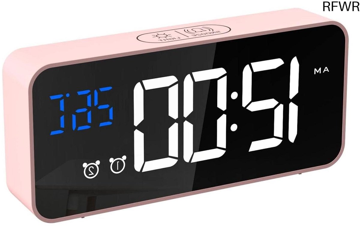 RFWR® Digitale Wekker met Temperatuur, 2 Alarmen en Stemactivering – Perfect voor Kinderen en Volwassenen