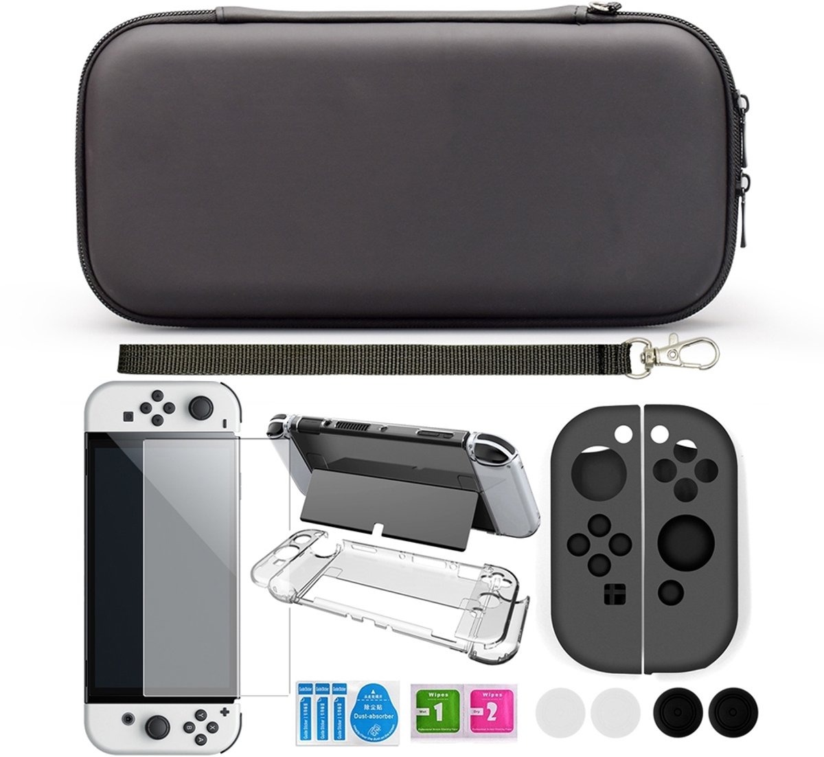 Geschik voor Nintendo Switch OLED-compatibel hoesje met accessoires 9 onderdelen