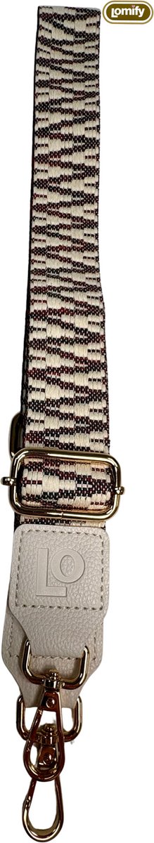 Lomify Pattern Strap Zigzag Beige & Bruin & Rood universeel telefoonkoord / Lanyard / phone strap met verstelbare schouderhals 80cm - 130 cm