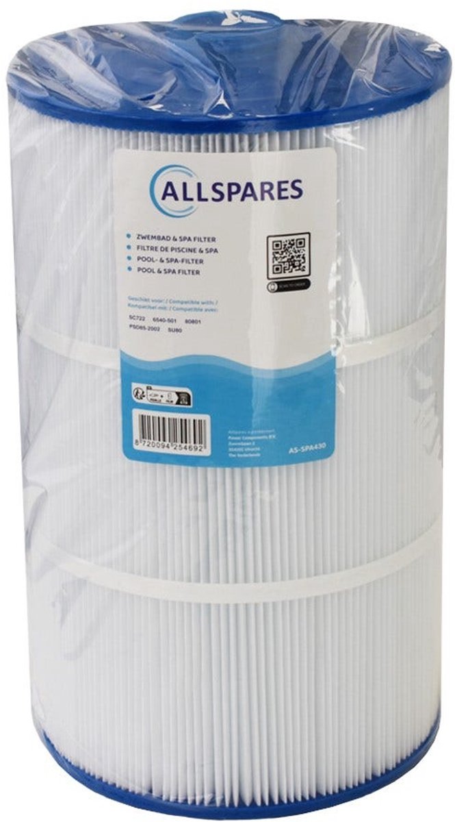 AllSpares Spa Waterfilter geschikt voor SC722 / 80801 (Ø220x360mm)