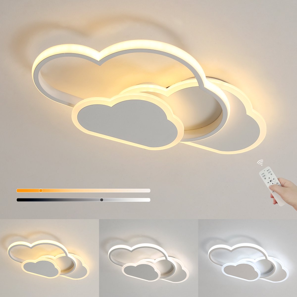 32W Moderne Techo Lampara Led Regulable, Blanco Diseño Acrílico Creativo Plafones Led Techo, 3000-6500K, Techo Lampara met Controle Remoto voor Sala de Estar, Dormitorio, Cocina, Pasillo