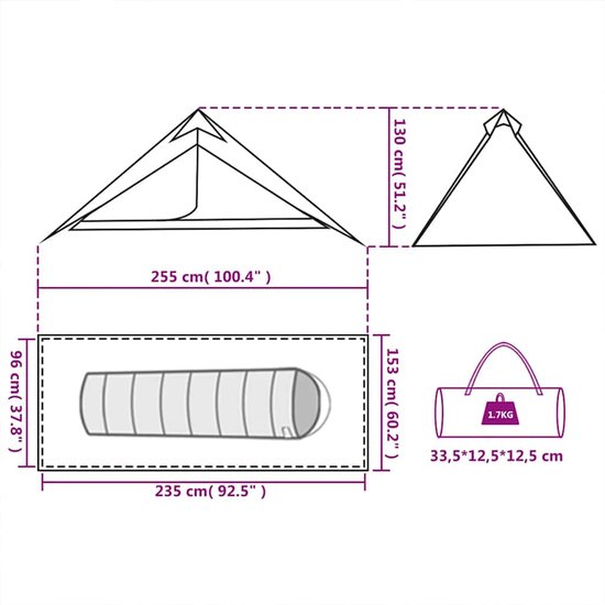 vidaXL - Hangende - tipi - tent - 1-persoons - waterdicht - groen van Merkloos — afbeelding 4