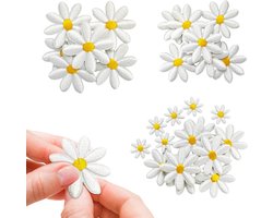 Witte madeliefjes geborduurde patch applicatie - esthetisch borduurwerk - Borduurwerk patches - naaien geborduurde applicatie patches - decoratieve patches doe-het-zelf knutselen naaipatches decoratie - 40 stuks