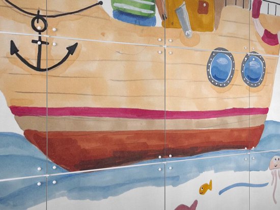 IXXI Bootfeest, Adams Arts - 80 x 100 cm - Gratis ophangtool - Grote wanddecoratie en posters - Illustraties, Speels, Aquarel, Fantasierijk
