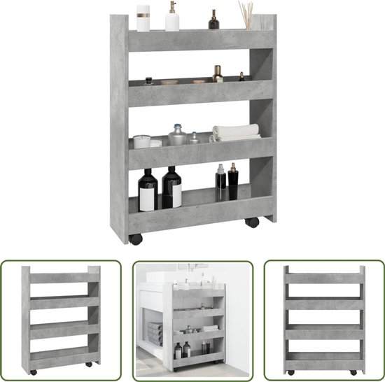 SPACEKEEPER Opbergtrolley 5-laags smalle opbergtrolley op wielen met rekken organizer trolley kar voor keuken badkamer wasruimte kantoor, kunststof en roestvrij staal, grijs