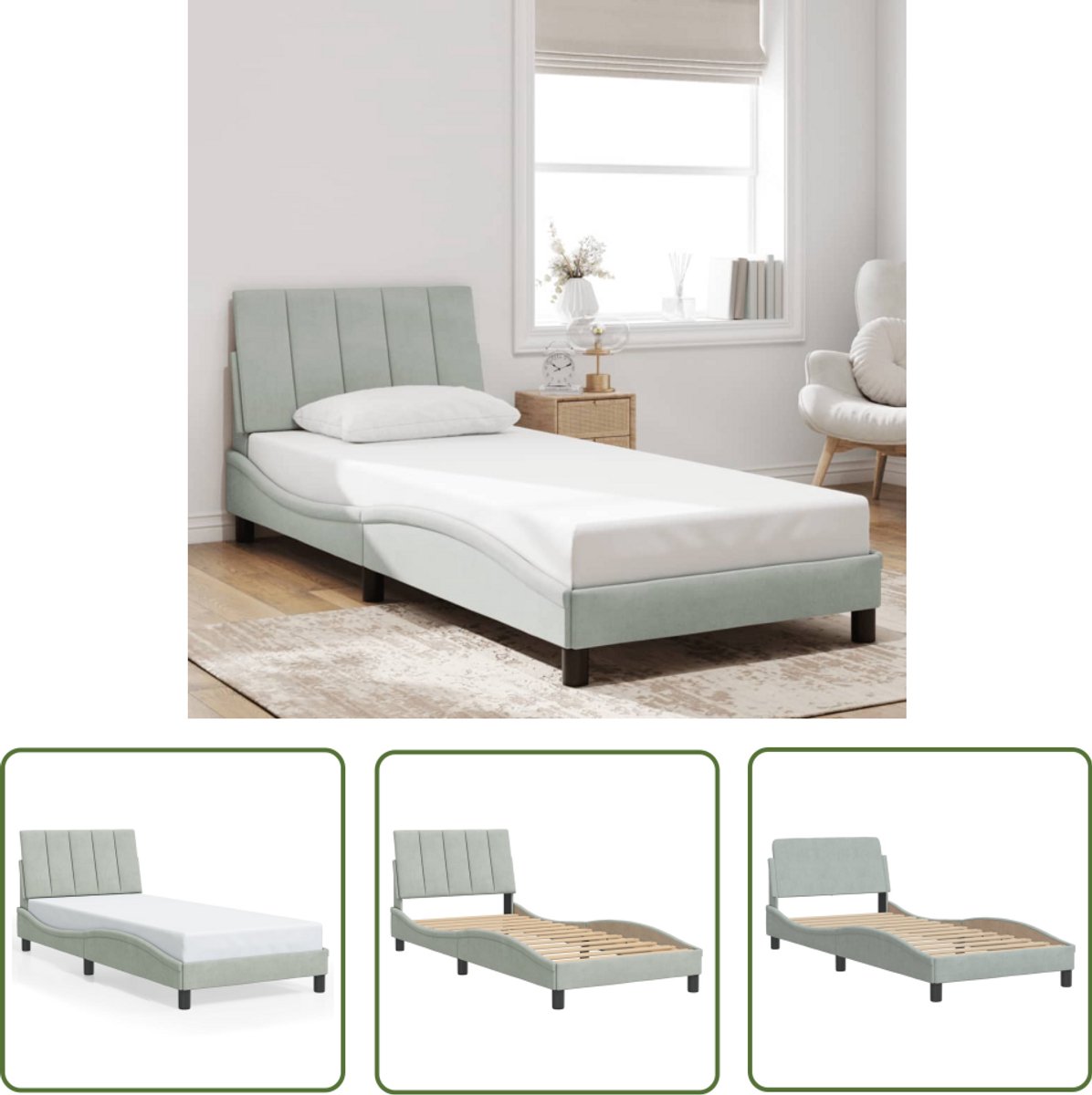 Bedframe zonder matras Hanko fluweel blauw 120x200 cm