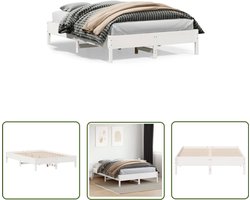 vidaXL Grenen Hout Bed - Massief Houten Bed - Bedframe zonder matras massief grenenhout wit 120x200 cm - Wit Bed - Bed 120x200 - Tweepersoons Bed