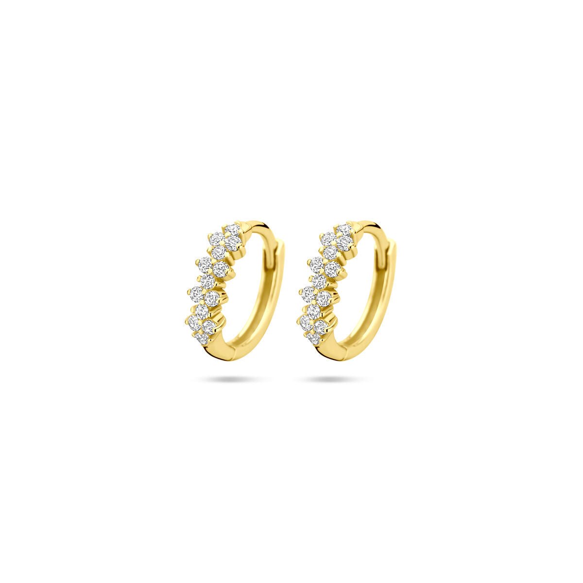 Zilveren vergulde (geel) klapoorringen zirkonia 11,5 mm 1 micron - 2104010