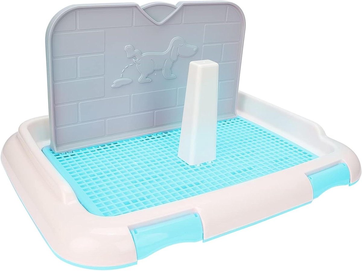 Allecto Premium - Indoor hondentoilet met gesimuleerde wand en urineren mesh tray - Blauw