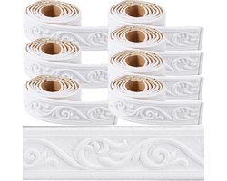 CRASPIRE 620 x 5 inch cornice peel and stick, white foam, self-adhesive, flexible surface, 3D self-adhesive, vintage, decorative wallpaper, wall border, foam border, skirting board