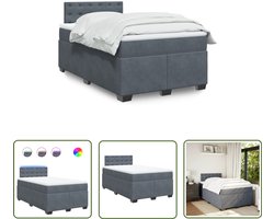 vidaXL Boxspringbed - Boxspring - Boxspring met matras fluweel donkergrijs 120x200 cm - Fluweel Bed - Dark Grey Bed - Led Bed