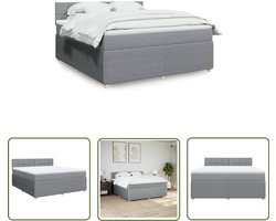 vidaXL Matras - Boxspring - Boxspring met matras stof lichtgrijs 180x200 cm - Slaapcomfort - Pocketvering - Latex