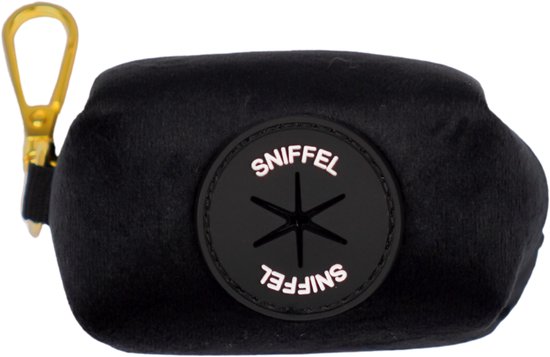 Distributeur de sacs à crottes pour chien - Zwart/ Or - Sniffel - 8 cm x 5 cm x 5 cm - Distributeur de Distributeur de sacs à déjections canines - Distributeur de sacs à crottes pour chien - Détails dorés