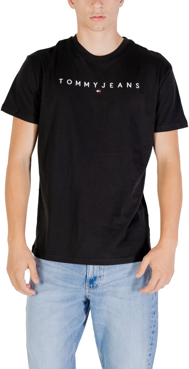 Tommy Jeans Linear Logo Embroidery Jersey T-Shirt Zwart