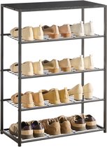 ACAZA Schoenenrek - 4 Lagen - voor 12 Paar Schoenen - 83 x 63 x 30 cm - Metaal met Hout - Zwart