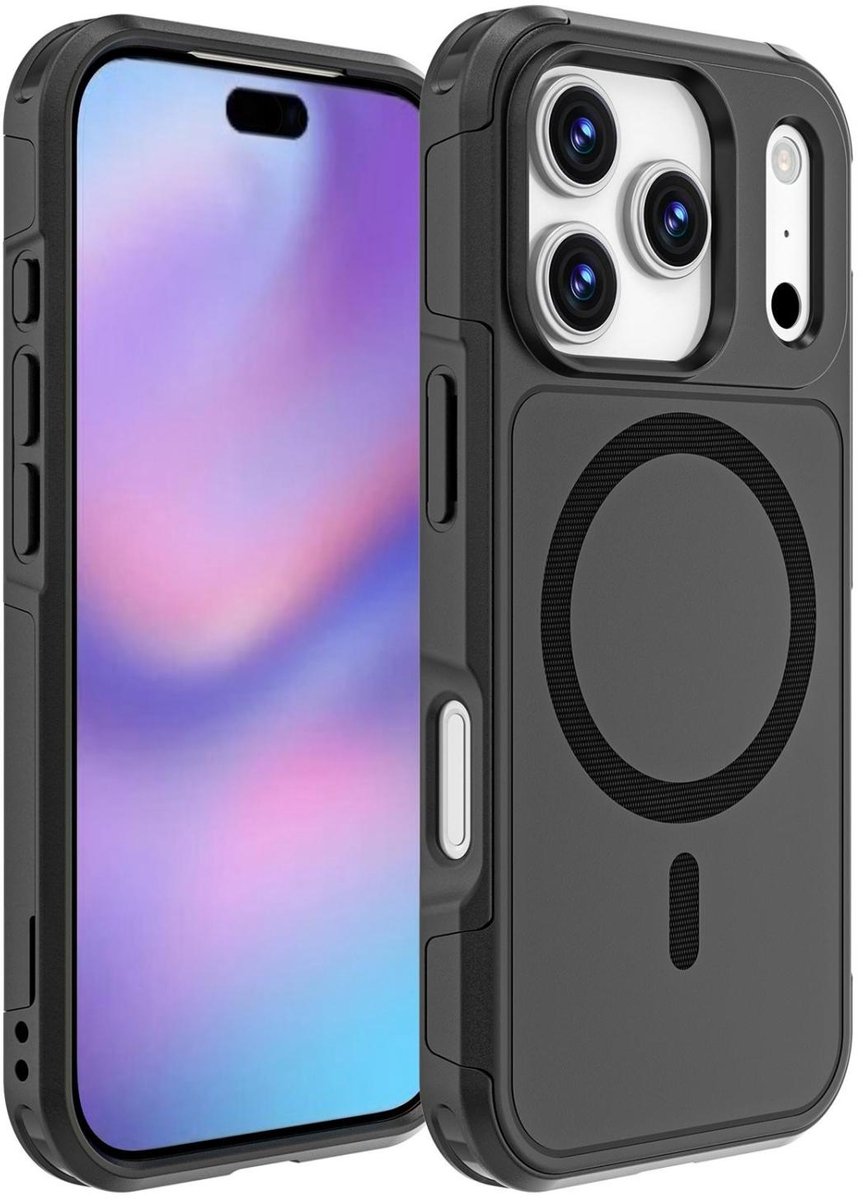 Mobigear Hoesje geschikt voor Apple iPhone 17 Pro MagSafe Telefoonhoesje Hardcase | Mobigear Traveller Backcover | Geschikt voor MagSafe | Geschikt voor Draadloos Opladen met Magnetische Ring | Geschikt voor MagSafe Case - Zwart