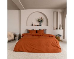 Kayori Kai Dekbedovertrek Katoen - 240x200-220 + 2 slopen - Lits-jumeaux - Biologisch Katoen - Caramel