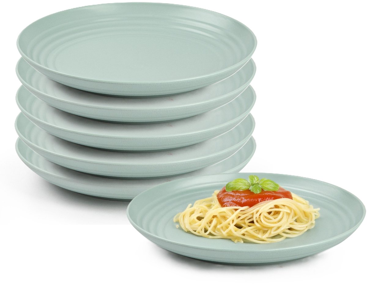 Plasticforte Rond bord/camping bord - 8x - D20 cm - groen - kunststof - onbreekbaar - servies