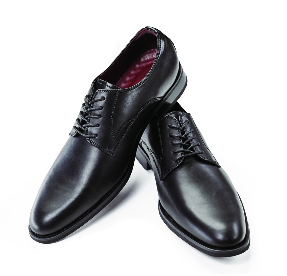 BRASJAS Heren schoenen - Nette schoenen van leer - Anti-slip zool - Zwart - Maat 47
