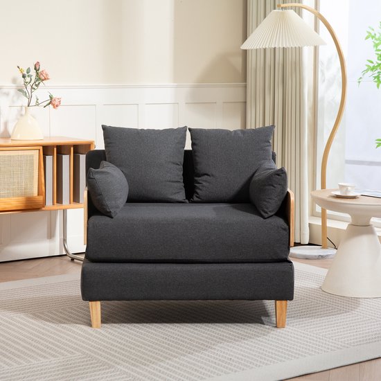 Slaapbank Seinlus 1-zits 81x88x68 cm donkergrijs [en.casa]