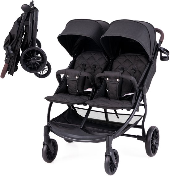 Poussette double COSTWAY pliable avec dossier réglable, repose - Main Image