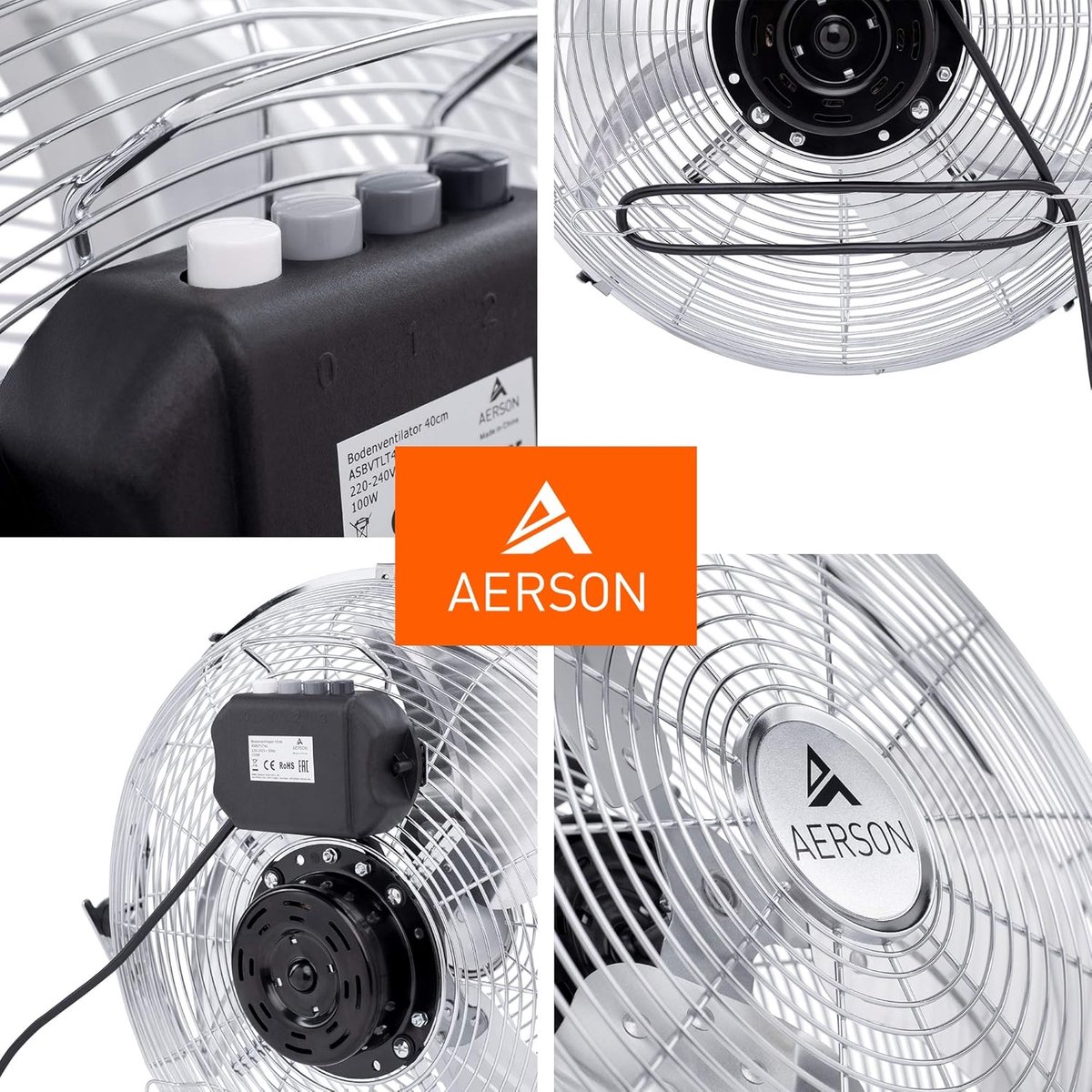 RFWR® Vloerventilator 40 cm met 3 standen en hoge luchtstroom - Robuuste metalen uitvoerin