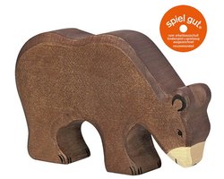 HOLZTIGER Wildernis - Bruine Beer Etend - 15X3X11Cm - Houten Figuur - Handgemaakt