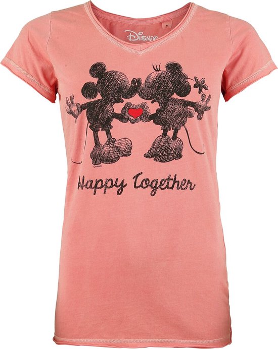 Mickey Mouse Happy Together Dames T-shirt - koraal - L